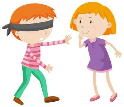 Boy being blind folded Illustration