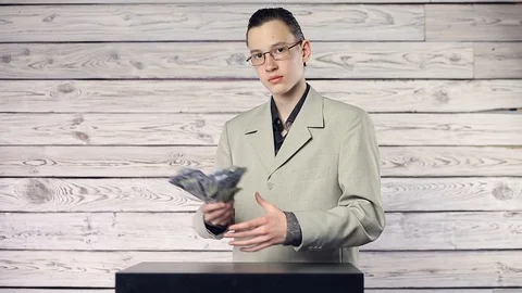 The boy believes the dollars Stock Footage 106817041