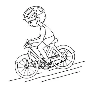 Boy on a bicycle contur vector drawing. Stock Illustration
