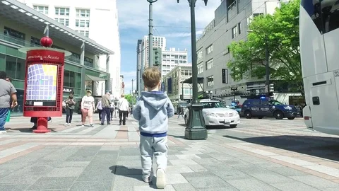 Boy in the Big City Stock Footage 81050186