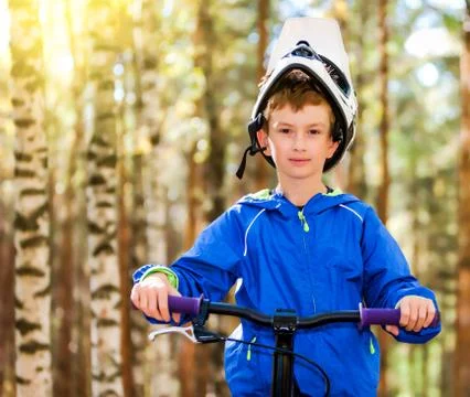Boy biking Foto stock