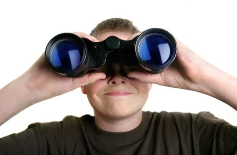 Boy with binoculars Stock Photos