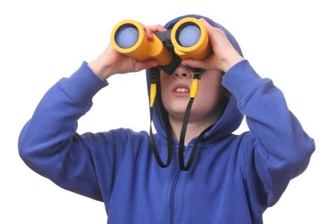Boy with binoculars Stock Photos