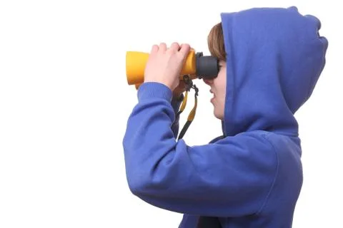 Boy with binoculars Stock Photos