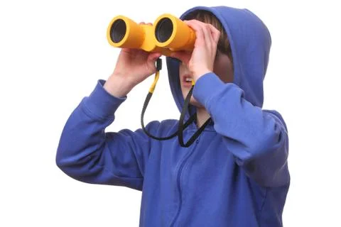 Boy with binoculars Stock Photos