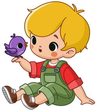 Boy with Bird Stock Illustration
