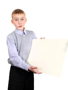 Boy with Blank Board Stock-Fotos