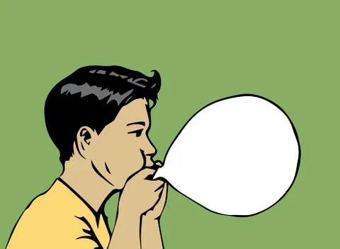 Boy blow up balloon-vector Illustration Ilustração Stock