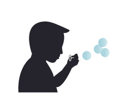 Boy blowing bubbles Stock Illustration