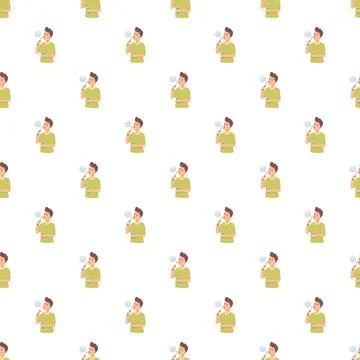 Boy blowing bubbles seamless pattern looping endlessly Ilustração Stock