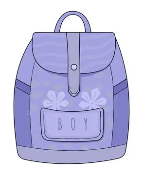 Boy blue backpack with chestnut leaves Stock Illustration