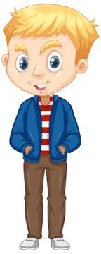 Boy in blue jacket on isolated background Illustrazione stock