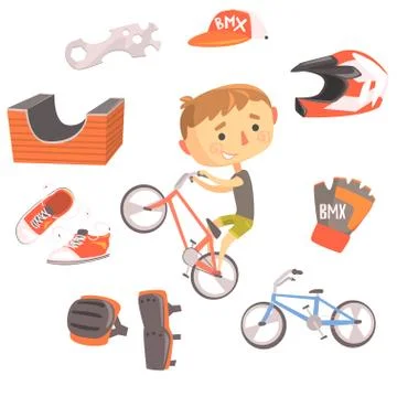 Boy BMX Bike Rider, Kids Future Dream Professional Occupation Illustration With Stock Illustration