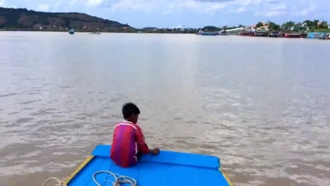Boy on the boat Stock Footage 69103361