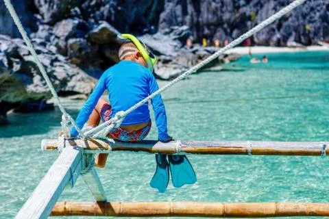 Boy on the boat 写真素材