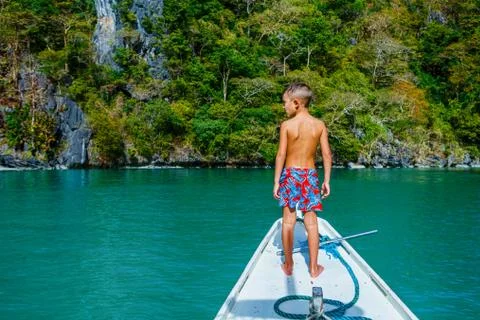 Boy on the boat 写真素材