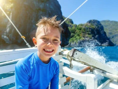 Boy on a boat 写真素材