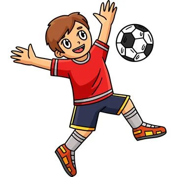 Boy Bouncing a Soccer Ball with a Chest Clipart Stock Illustration