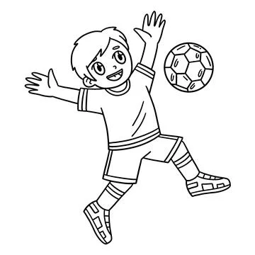 Boy Bouncing Soccer Ball off his Chest Isolated Stock Illustration