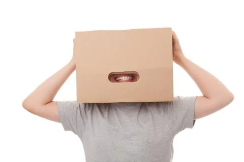 Boy with a box on a head Foto stock