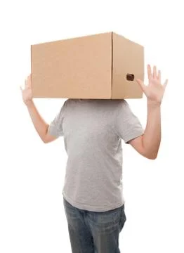 Boy with a box on a head Foto stock