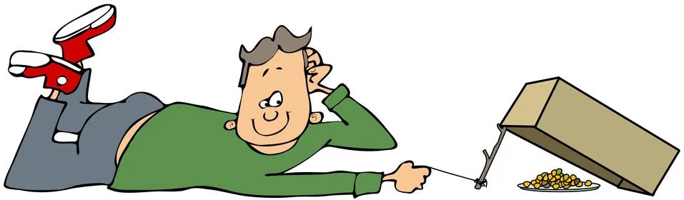 Boy with a box trap Stock Illustration