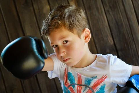 Boy With Boxing Gloves Stock Photos