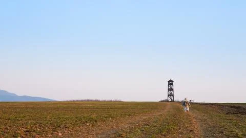 Boy Boy on the landscape sightseeing point Stock Photos