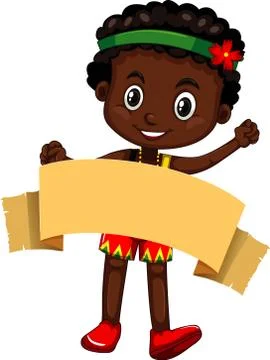 Boy with brown banner on white background Stock Illustration