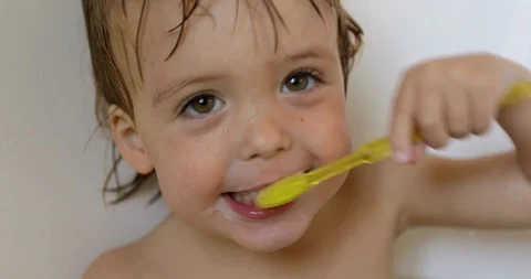 Boy brushing his teeth Stock Footage 111506900