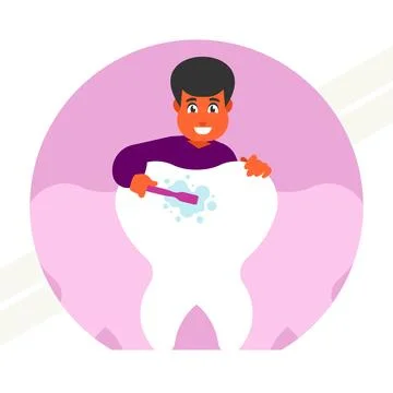 Boy-brushing-teeth Stock Illustration