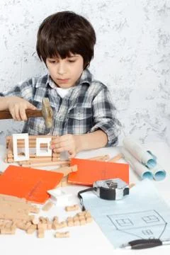 Boy builder Stock Photos