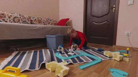 A Boy Builds A Road Video stock 167025570