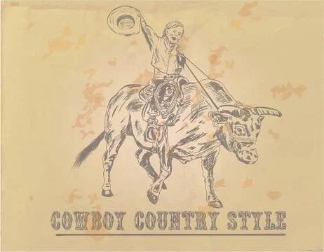 Boy on a bull Stock Illustration