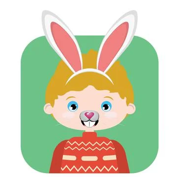 Boy in bunny ears Stock Illustration