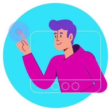 Boy buy virtual item Stock Illustration