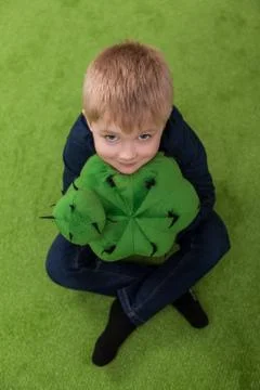 Boy with cactus 스톡 사진