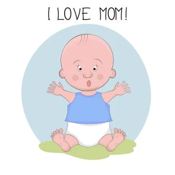 The boy is calling his mother Stock Illustration