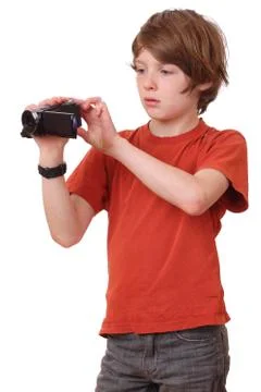 Boy with camcorder Stock Photos