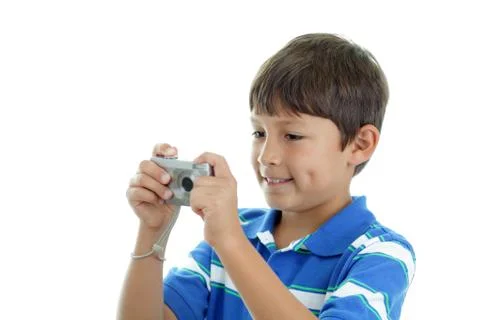 Boy with camera Stock Photos