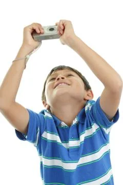 Boy with camera Stock Photos