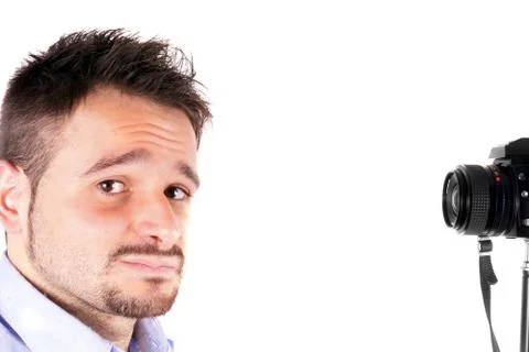 Boy with camera Stock Photos