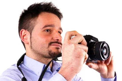 Boy with camera Stock Photos