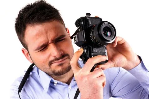 Boy with camera Stock Photos