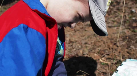 Boy in the Campaign With a Map and Looking For Road Navigation Stock Footage 62416391