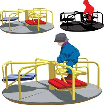 Boy on the carousel Vector illustration of Happy boy on the carousel Copyr... Foto stock