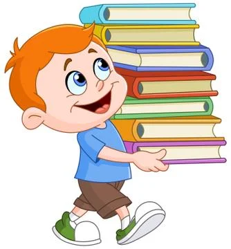 Boy carrying books Stock Illustration
