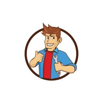 Boy cartoon character Logo vector Illustrazione stock