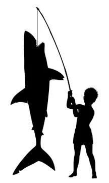 Boy catches shark Stock-Illustration