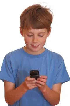 Boy with cellphone Stock Photos